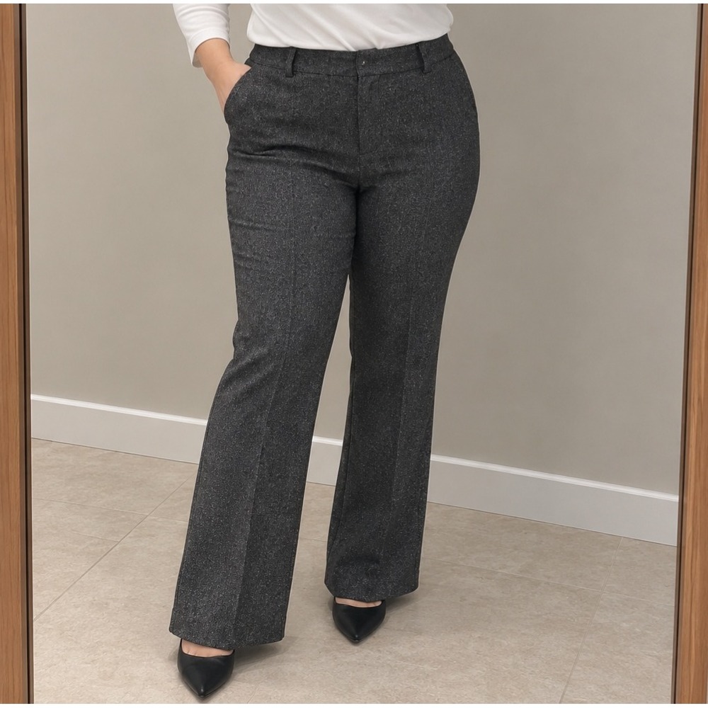 Stooshy Womens Gray Tweed Flare Leg Dress Pants Trousers Size 1 Office Workwear